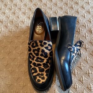 Franco Sarto 8.5 leopard/black mixed media loafer.